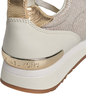 Michael Kors Allie Stride Vrouwenleer en Mesh Sparkly Chain Sneakers 43S2ALFS3D - maat EU 35 / UK 2.5 Beige
