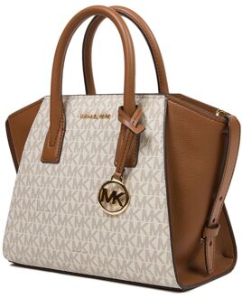 Michael Kors Avril Kleine Logo En Lederen Schoudertas Crème - One Size