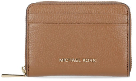 Michael Kors Bruin leren kaarthouder met rits Michael Kors , Brown , Dames - ONE Size