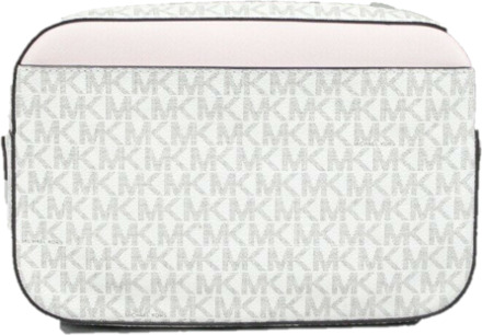 Michael Kors Dames Jet Set Item Grote Oost-West Signature Leren Ritssluiting Ketting Schoudertas (Vanilla PVC/Powder Blush) Gebroken wit