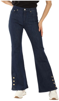 Michael Kors Donkerblauwe Flared Jeans met Vijf Zakken Michael Kors , Blue , Dames - ONE Size