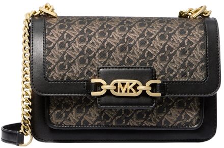 Michael Kors Heather Dames Schoudertas Zwart Leer Michael Kors , Black , Dames - ONE Size