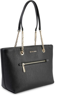 Michael Kors Jet Set Chain Tote Grote Gepolijste Leer Zwart