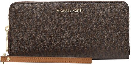 Michael Kors Jet Set Travel Continental brown polstasje dames portemonnee Bruin - H 10 x B 21 x D 2.5 cm