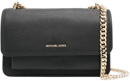 Michael Kors Korrelig Leer Zwarte Schoudertas Michael Kors , Black , Dames - ONE Size