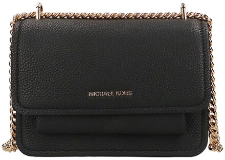 Michael Kors Leren Crossbody Tas met Kettingband Michael Kors , Black , Dames - ONE Size