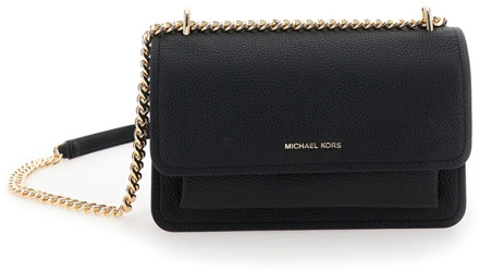 Michael Kors Leren Crossbody Tas met Kettingriem Michael Kors , Black , Dames - ONE Size