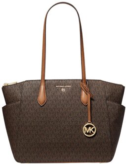 Michael Kors Logo Canvas Tote met Ritssluiting Michael Kors , Brown , Dames - ONE Size