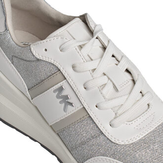 Michael Kors Mabel Dames Sneakers van Leer en Mesh met Glimmende Ketting 43S4MBFSBD Wit