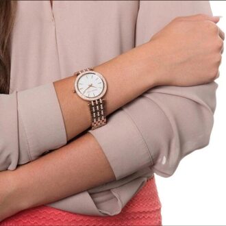 Michael Kors MK3220 Darci Parelmoer Wijzerplaat Kristal Vrouwenhorloge Roségoud - One Size