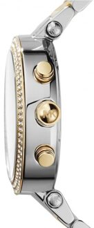 Michael Kors MK6140 Parker Chronograaf Roze wijzerplaat Tweekleurig dameshorloge - maat Zilver en goud