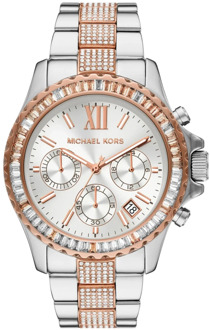 Michael Kors MK6975 Horloge Everest staal zilver-en rosekleurig 42 mm