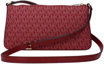 Michael Kors Rode Stoffen Schoudertas Rood - One Size