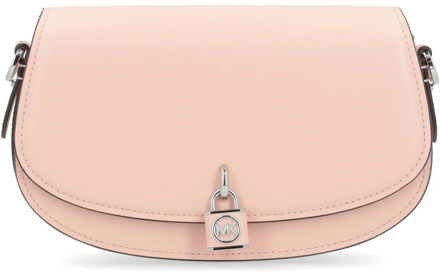 Michael Kors Roze Leren Messenger Tas met Zilveren Details Michael Kors , Pink , Dames - ONE Size