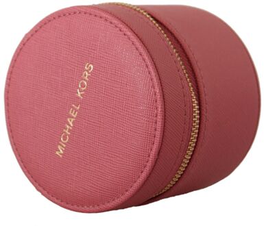 Michael Kors Roze Leren Rits Ronde Pouch Tas Opberg Portemonnee