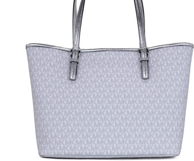 Michael Kors Vrouwen Jet Set Girls Print Medium Handtekening PVC Carryall Schouder Tote Handtas (helder wit Multi) Zwart