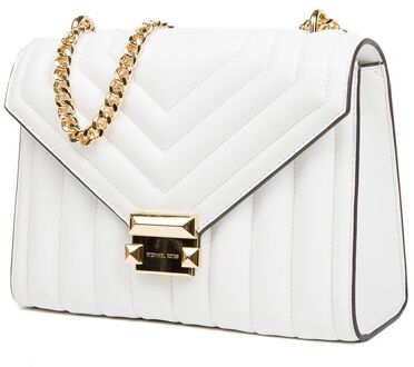 Michael Kors Whitney Medium Flap Schoudertas met Ketting Wit - One Size