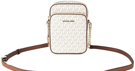 Michael Kors Women's Jet Set Medium Vanilla PVC North South Chain Handbag Gebroken wit