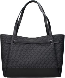 Michael Kors Zwarte Lederen Schoudertas - One Size