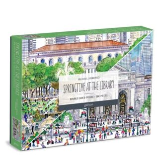 Michael Storrings Springtime At The Library 500 Piece Double-Sided Puzzle - Galison
