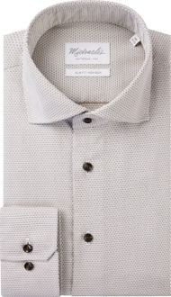 Michaelis Bruin blokjes-overhemd met knopen Zwart - 42 (L)