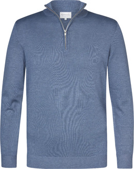 Michaelis Donker blauw pullover met halflange zipper Grijs - XXL