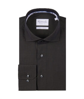 Michaelis Donker overhemd met bloemen in de kraag Groen - 43 (XL)