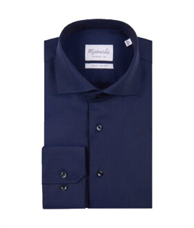 Michaelis Donker overhemd met subtiele diagonale strepen Blauw - 42 (L)