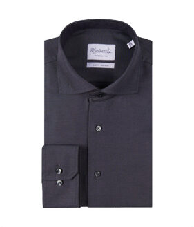 Michaelis Donker overhemd met subtiele diagonale strepen Grijs - 38 (S)