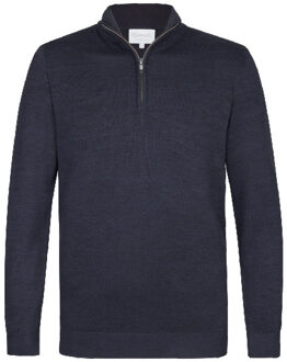 Michaelis Donker trui met halflange rits Blauw