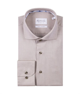 Michaelis Licht overhemd met bloemen in de kraag Bruin - 43 (XL)