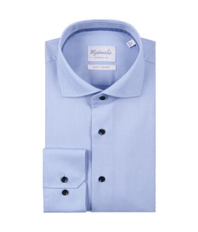 Michaelis Licht overhemd met donker kleur in de kraag - maat 40 (M) Blauw