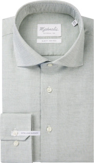 Michaelis Licht overhemd met lichte knopen (extra lange mouwen) Groen - 45 (XXL)