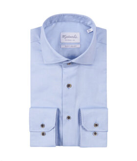 Michaelis Licht overhemd met subtiele diagonale strepen Blauw - 43 (XL)