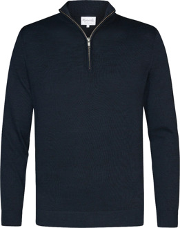Michaelis Marine pullover met halflange zipper Blauw - XL