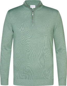 Michaelis Mint pullover met halflange zipper Groen - L