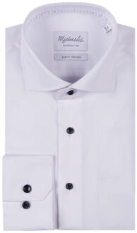 Michaelis Overhemd met stippeltjes in kraag Wit - 44 (XL)