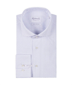 Michaelis Overhemd met subtiele stippeltjes (extra lange mouwen) Wit - 42 (L)