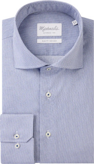 Michaelis Pied-de-poule overhemd met lichte knopen Blauw - 43 (XL)