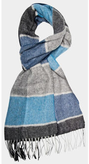 Michaelis Sjaal Lichtblauw Ruit Multicolour Klassiek Gewoven Wol - ONESIZE