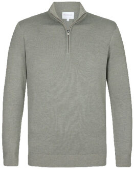 Michaelis Zacht trui met halflange rits Groen - XXL
