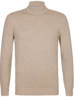 Michaelis Zandkleurige coltrui met geribde boorden - maat L Veelkleurig