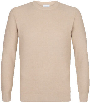 Michaelis Zandkleurige trui met ronde hals en structuur Veelkleurig