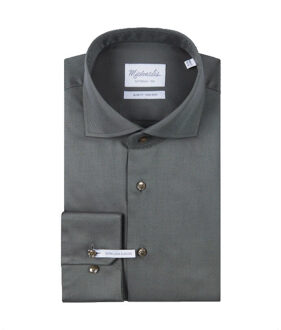 Michaelis Zilver overhemd met subtiele diagonale strepen (extra lange mouwen) Groen - 43 (XL)