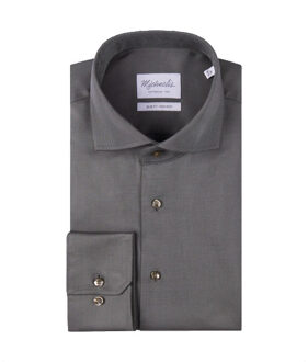 Michaelis Zilver overhemd met subtiele diagonale strepen Groen - 42 (L)