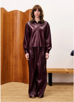 Michaux lakleren broek bordeaux - maat M Rood