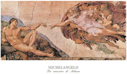 Michelangelo - La Creazione Di Adamo Kunstdruk 120x80cm