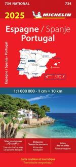 Michelin 734 Spanje Portugal 2025 - Nationale Kaarten Michelin