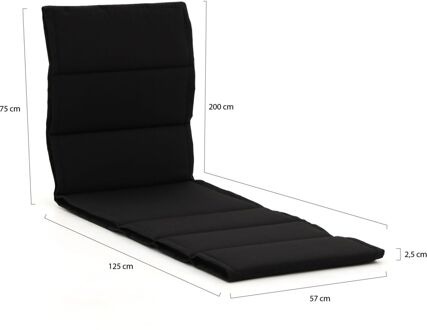 Michelin Fiber tuinkussen voor ligbed 200x57cm - Laagste prijsgarantie! Zwart