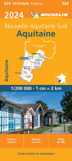 Michelin Wegenkaart 524 Aquitaine 2024 - Regionale Kaarten Michelin